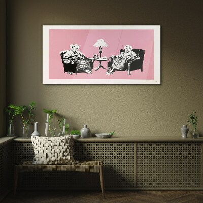 Grandmas in pink Glass Wall Art