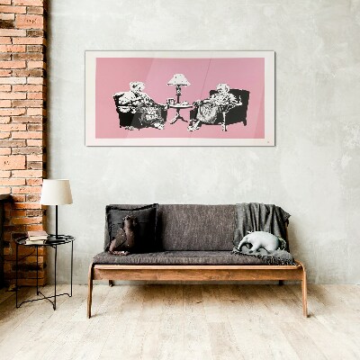Grandmas in pink Glass Wall Art