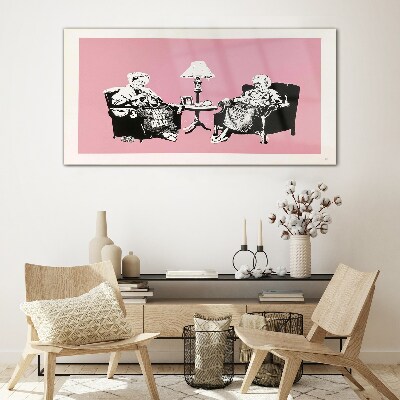 Grandmas in pink Glass Wall Art