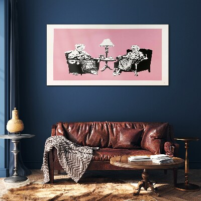 Grandmas in pink Glass Wall Art