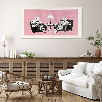 Grandmas in pink Glass Wall Art