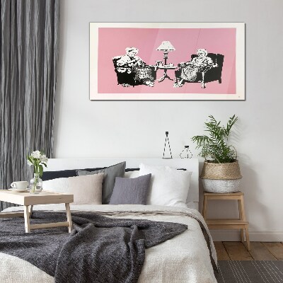Grandmas in pink Glass Wall Art