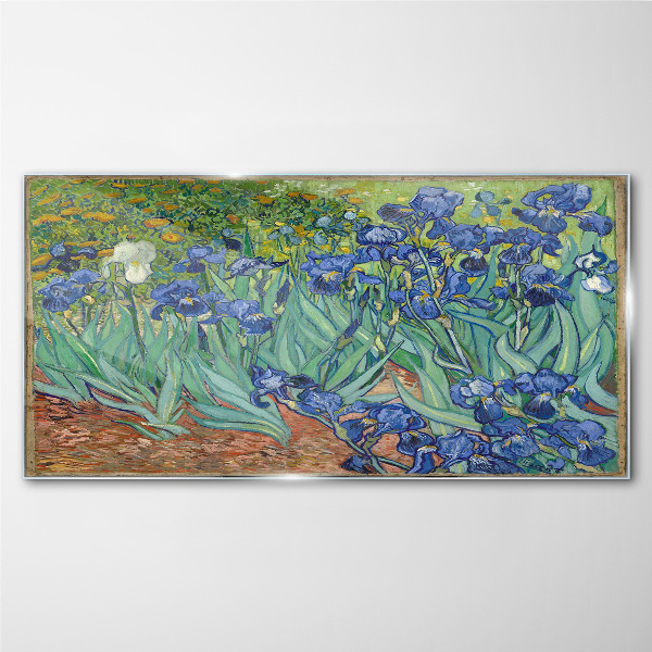 Irises in the garden Glass Wall Art