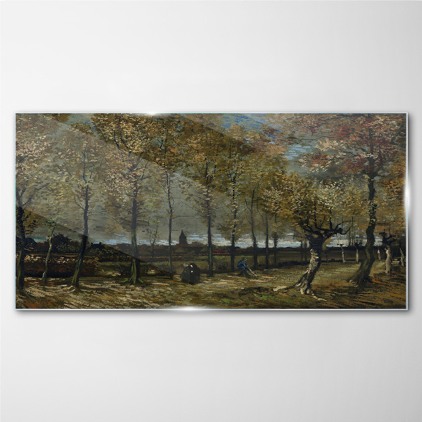 Autumn walk in the park Glass Wall Art