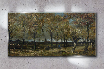 Autumn walk in the park Glass Wall Art