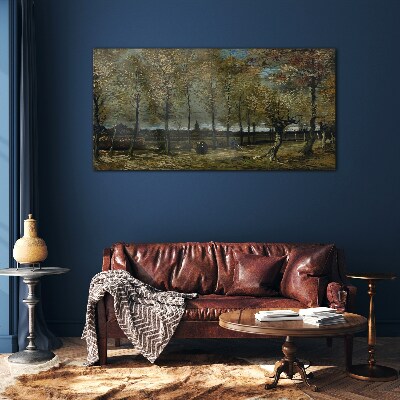 Autumn walk in the park Glass Wall Art