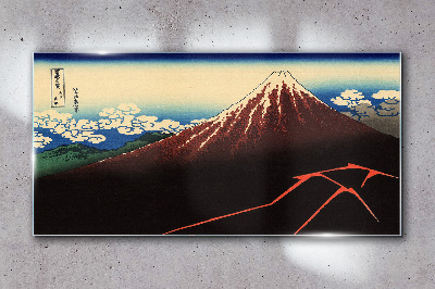 Mount Fuji in spring weather Glass Wall Art