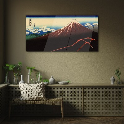 Mount Fuji in spring weather Glass Wall Art
