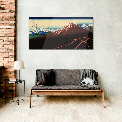 Mount Fuji in spring weather Glass Wall Art