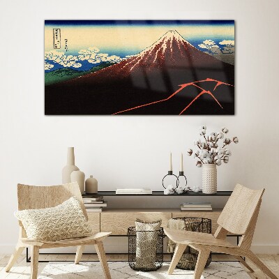 Mount Fuji in spring weather Glass Wall Art