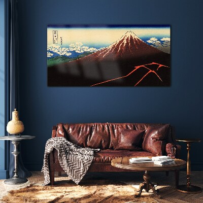 Mount Fuji in spring weather Glass Wall Art
