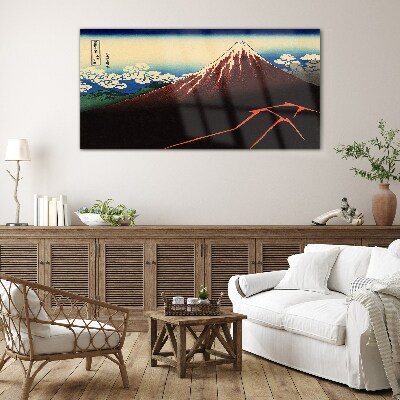 Mount Fuji in spring weather Glass Wall Art