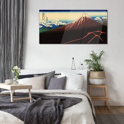 Mount Fuji in spring weather Glass Wall Art
