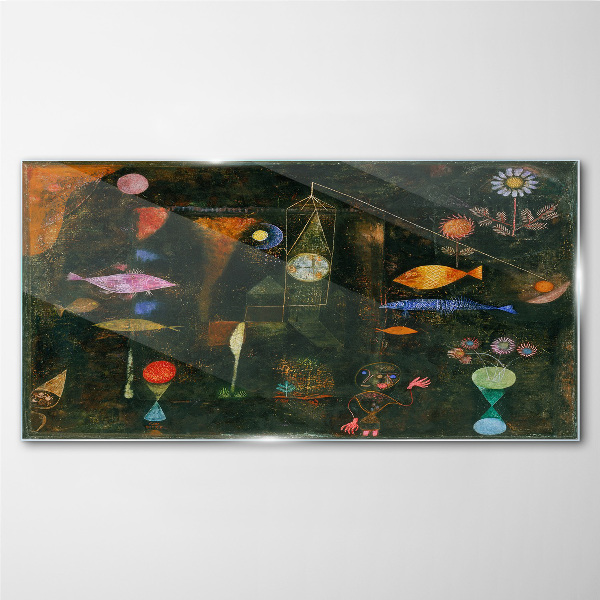 The fantasy world of underwater creatures Glass Wall Art