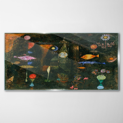 The fantasy world of underwater creatures Glass Wall Art