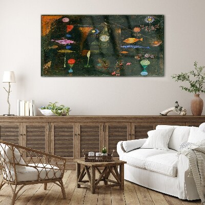 The fantasy world of underwater creatures Glass Wall Art