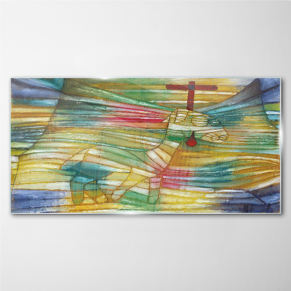 Animal in a colorful landscape Glass Wall Art