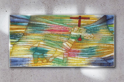 Animal in a colorful landscape Glass Wall Art