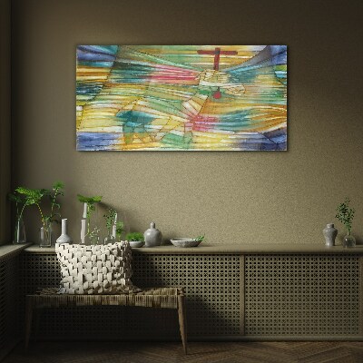 Animal in a colorful landscape Glass Wall Art