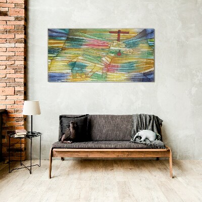 Animal in a colorful landscape Glass Wall Art