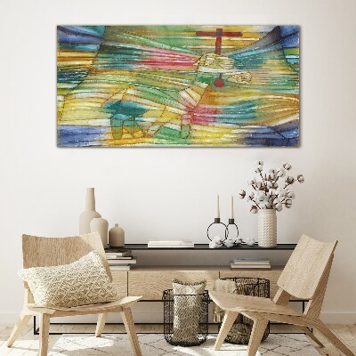Animal in a colorful landscape Glass Wall Art