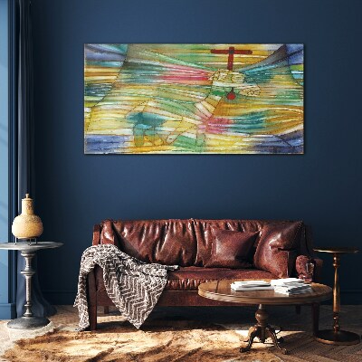 Animal in a colorful landscape Glass Wall Art