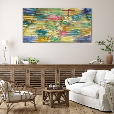 Animal in a colorful landscape Glass Wall Art
