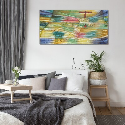 Animal in a colorful landscape Glass Wall Art