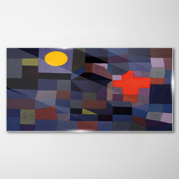 Abstract composition with the sun Glass Wall Art