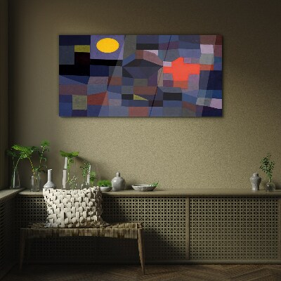 Abstract composition with the sun Glass Wall Art