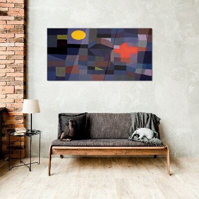 Abstract composition with the sun Glass Wall Art