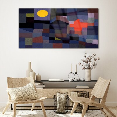Abstract composition with the sun Glass Wall Art