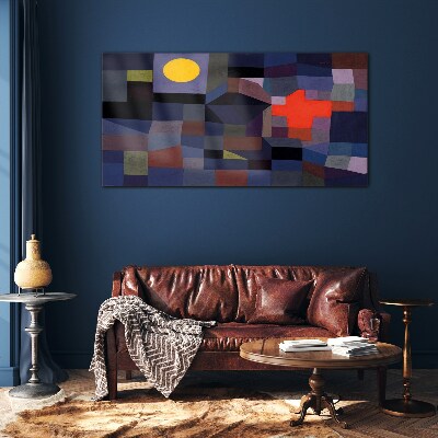 Abstract composition with the sun Glass Wall Art