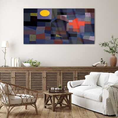 Abstract composition with the sun Glass Wall Art