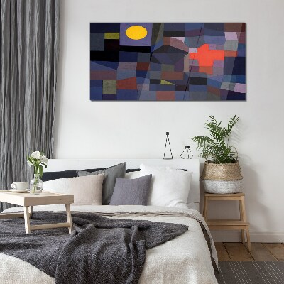 Abstract composition with the sun Glass Wall Art