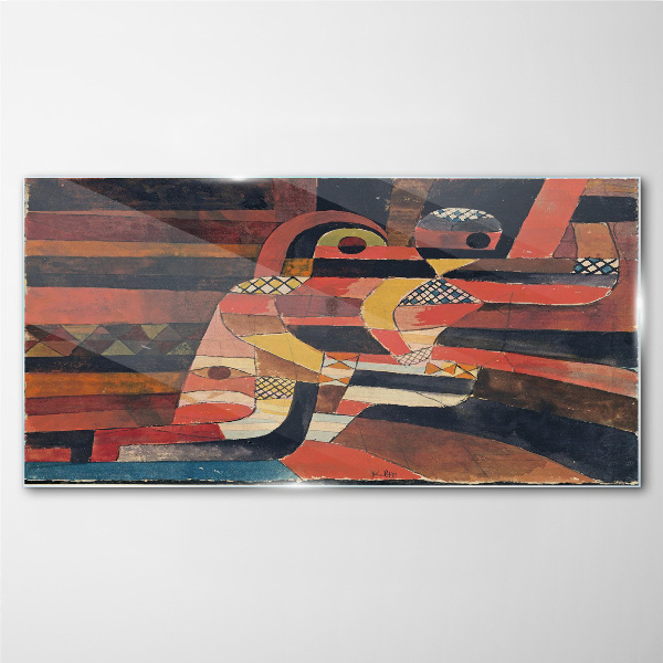 Abstract dance of colorful forms Glass Wall Art