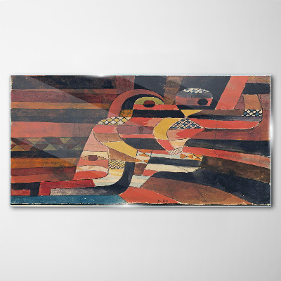 Abstract dance of colorful forms Glass Wall Art