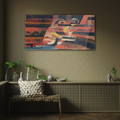 Abstract dance of colorful forms Glass Wall Art