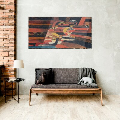 Abstract dance of colorful forms Glass Wall Art