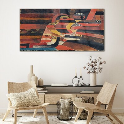 Abstract dance of colorful forms Glass Wall Art