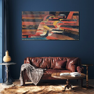 Abstract dance of colorful forms Glass Wall Art