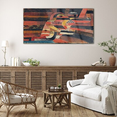 Abstract dance of colorful forms Glass Wall Art