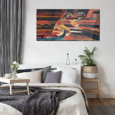 Abstract dance of colorful forms Glass Wall Art