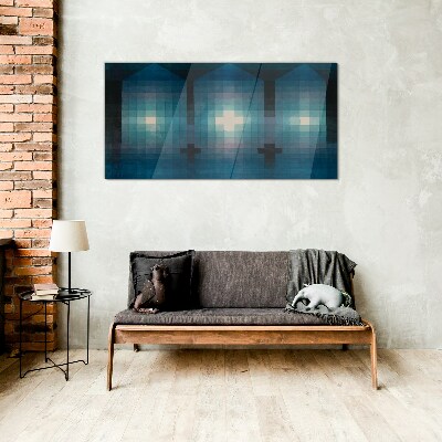 3D light in blue tones Glass Wall Art