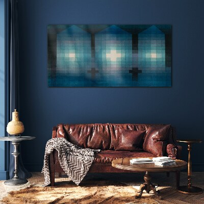3D light in blue tones Glass Wall Art