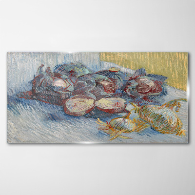 Vegetables on the table Glass Wall Art