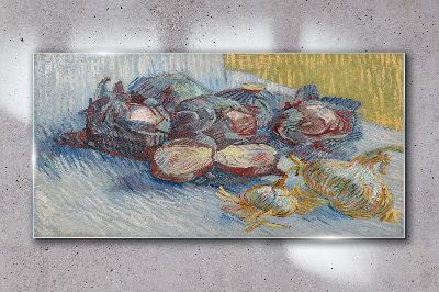 Vegetables on the table Glass Wall Art