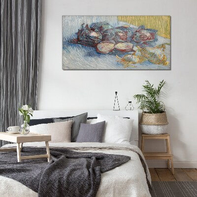 Vegetables on the table Glass Wall Art