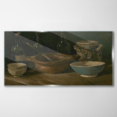 Still life with vessels Glass Wall Art
