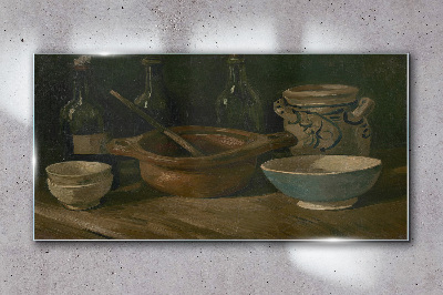 Still life with vessels Glass Wall Art